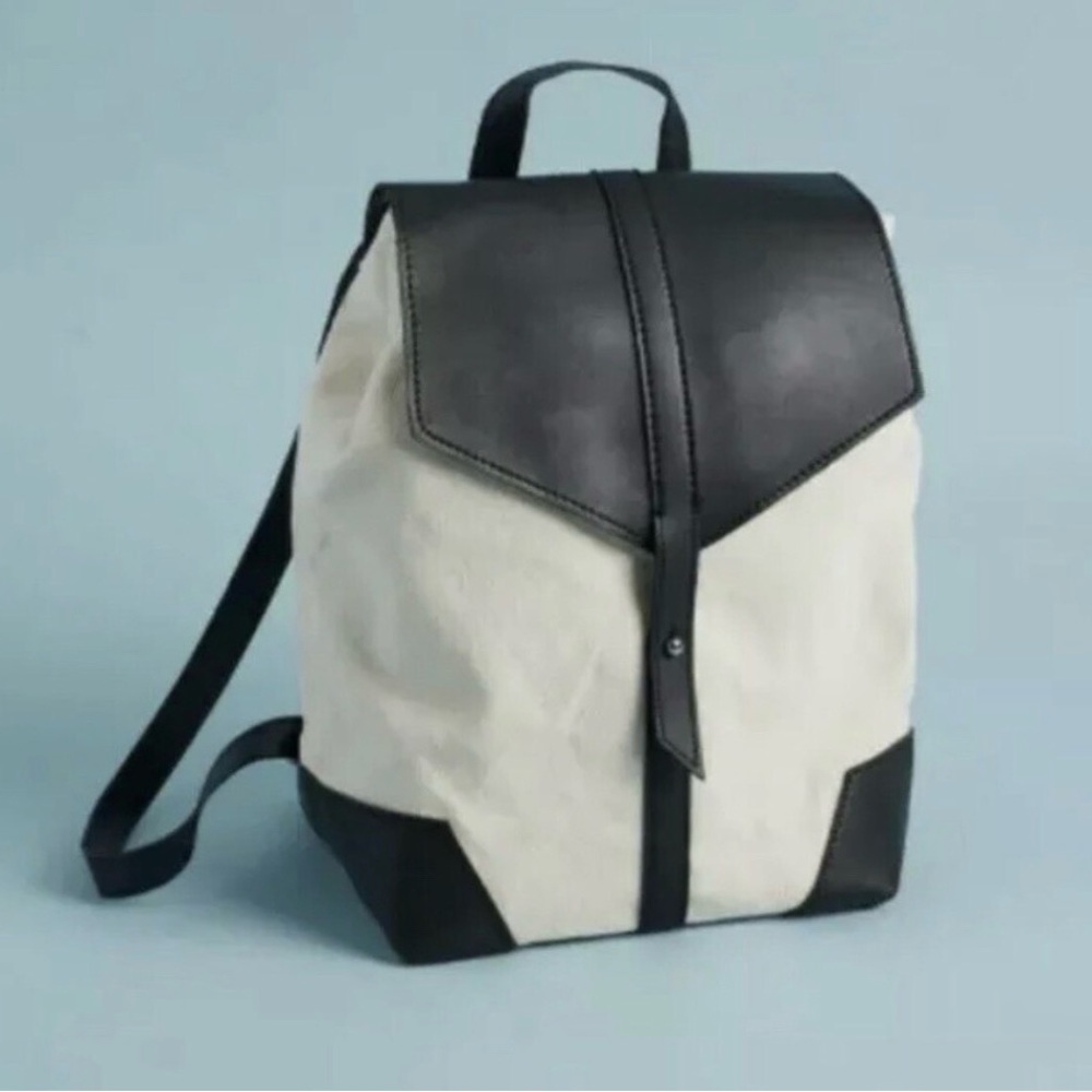 Deux Lux Canvas Vegan Leather Backpack w/Dust Bag Lightweight Chic